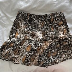 Zara Black and Brown Ruffled Skater Mini Skirt